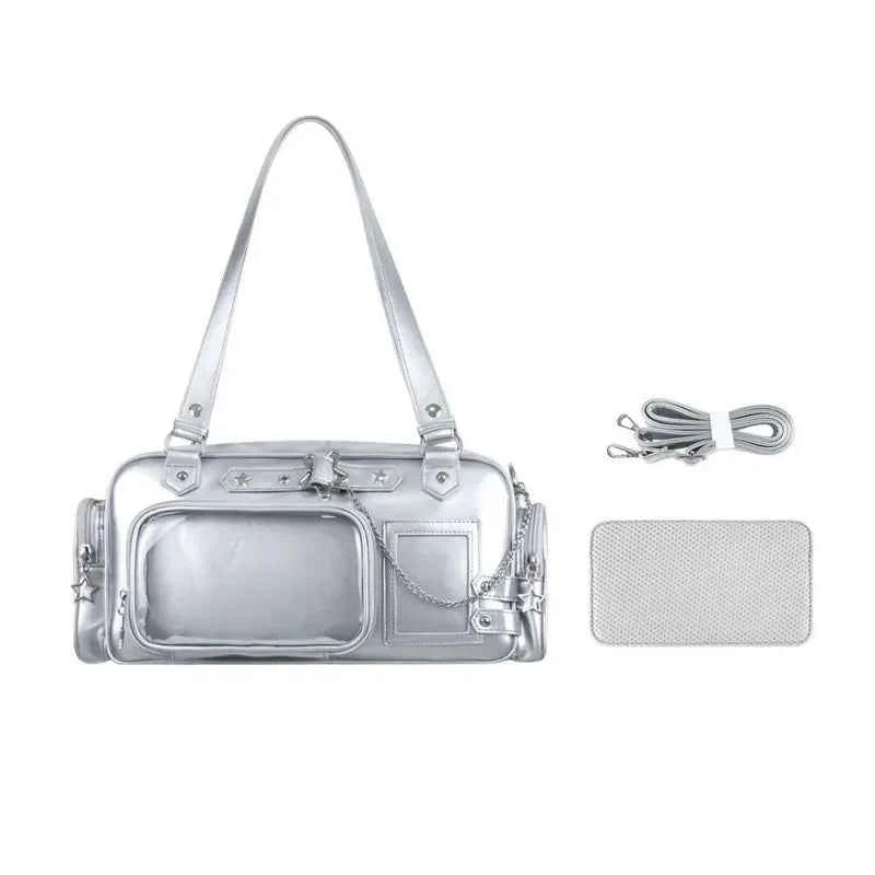 Star Chain Y2k Harajuku Shoulder Itabag Blue Lolita Girl Pain Bags Transparent Japanese Crossbody Bag New Concert Korean Handbag