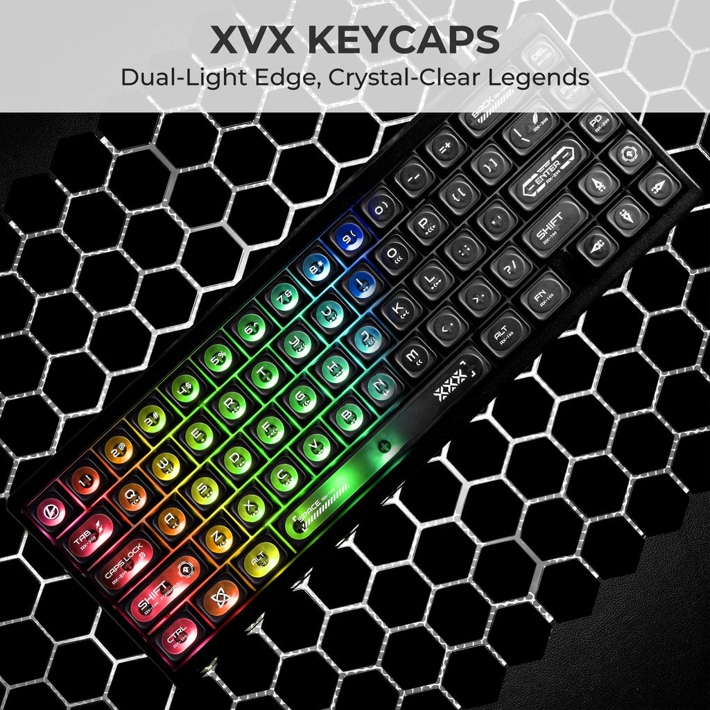 XVX White Shine Through Cats eye MAX Profile Dye-Sub PBT Keycap Set 136-Key