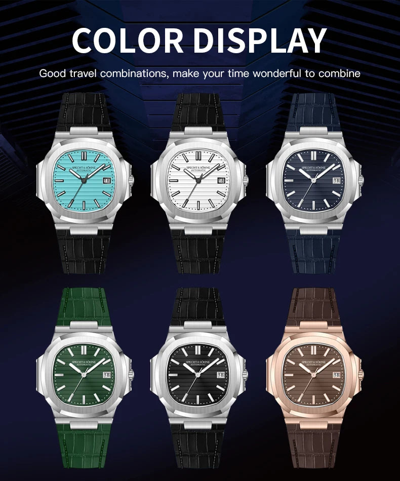2025 New Specht Sohne Men's Automatic Mechanical Watches  Sapphire Crystal Stainless Steel 50m Waterproof 5711 Watch For Men