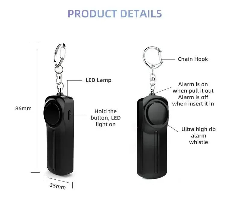 Personal Security Alarm Self Defense 130dB Loud Keychain Portable Safety Anti-satyr for Women Child Elder Girl Emergency Alarm