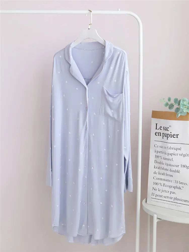 Nightgowns Women Sleepwear Baggy M-3XL Sweet Girlish Japanese Style Kawaii Clothes Home Cozy Designer Minimalist Pockets Print