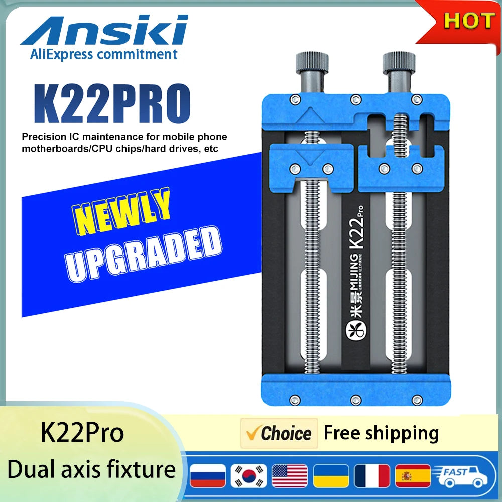 Mijing K22Pro Double Bearing Phone Repair Fixture for Phone Motherboard PCB IC Chip Soldering & Black Glue Removal Tool