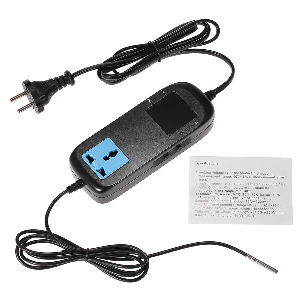Electronic Thermostat LED Digital Display Breeding Temperature Controller Thermocouple Thermostat with Socket AC 90V～250V