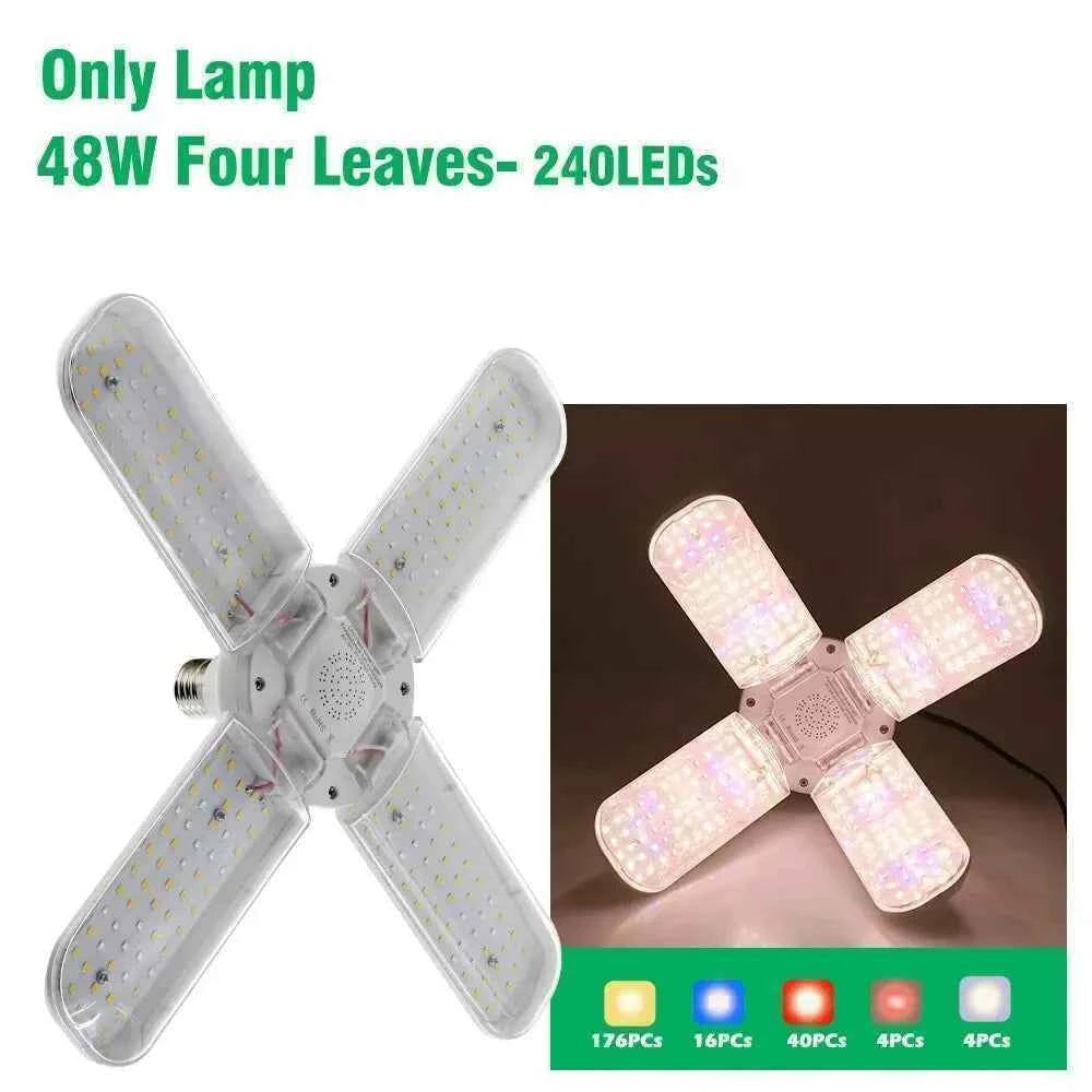 24/36/48W Fan Leaf Foldable LED Grow Light Full Spectrum E27 Plant Growing Light Phytolamp Bulb Indoor Plants Flower Seedling