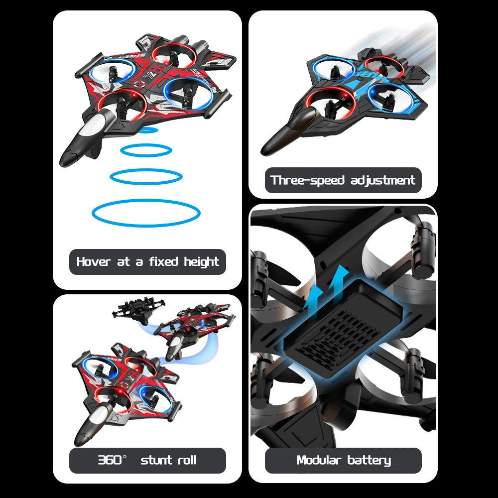 YL86 RC Plane Helicopter Three speed switching Aircraft Rolling at 360 °Fighter Hover at fixed height RC Drone Toys