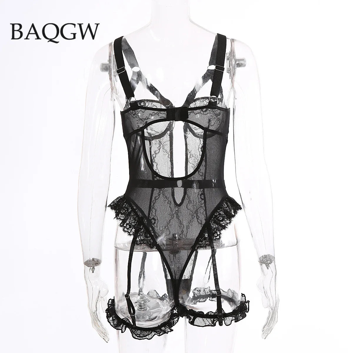 Pink Embroidery Floral Backless Sexy Mesh Sheer See Through One-piece Rompers Women Sexy Lingerie Slim Bodysuit Female Clubwear