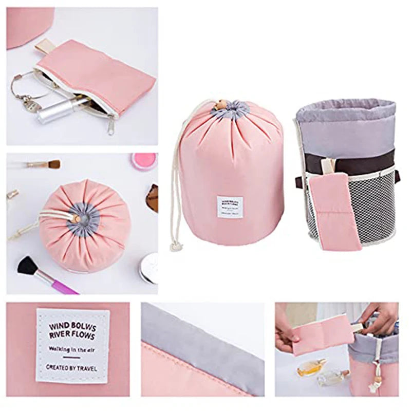 New Cosmetic Bag Fashion Round Waterproof Makeup Bag Travel MakeUp Organizer Female Storage Toiletry Kit Case,ylon High Capacity