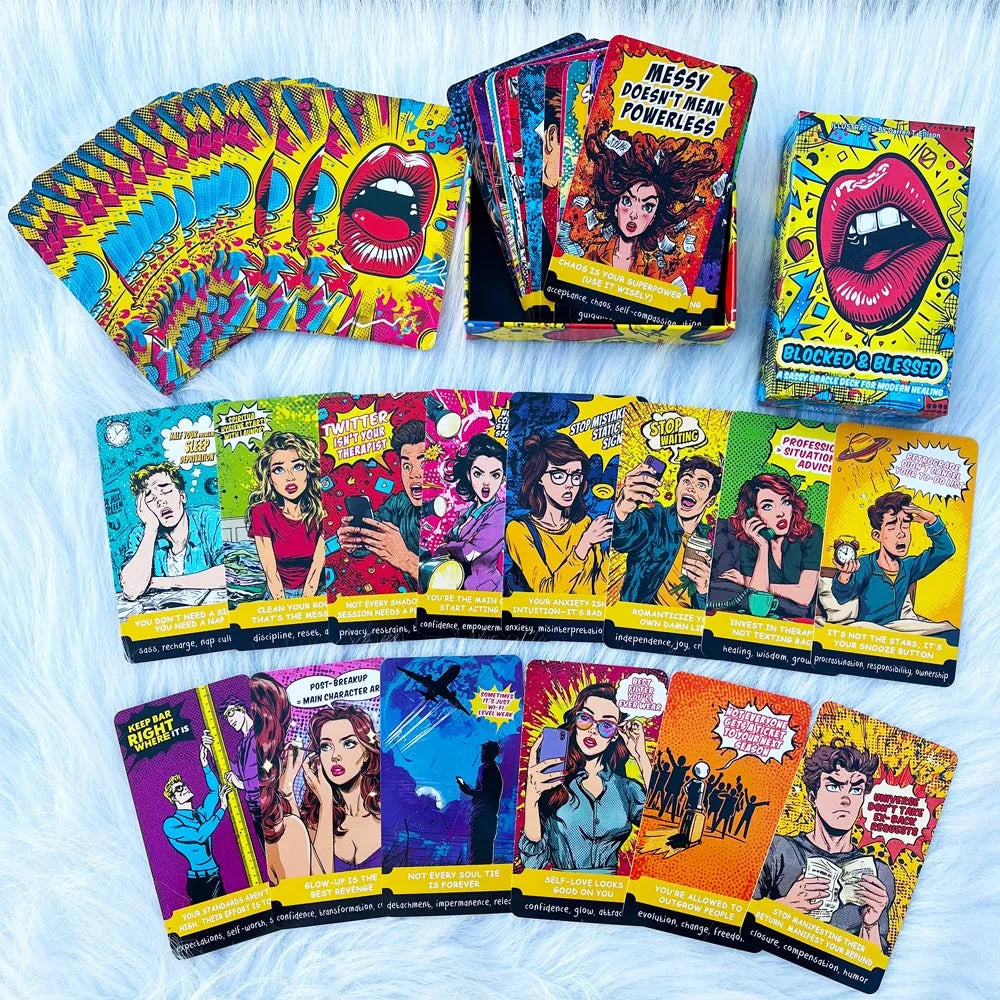54 Card Deck, 13x8cm Size, BLOCKED & BLESSED ，A SASSY ORACLE DECK FOR Modern Healing Cards Set Card Games