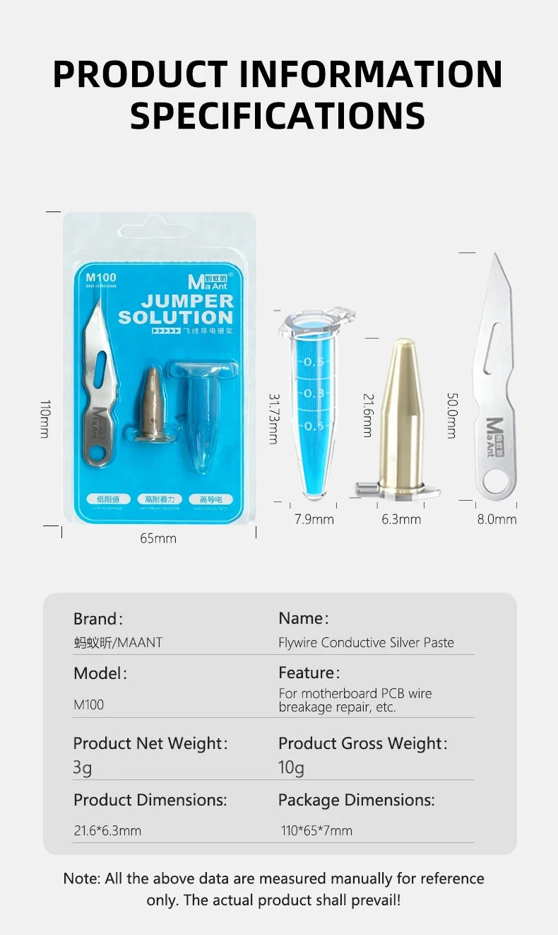 MAANT M100 Conductive Nano Silver Paste Set  for Phone Screen Jump Wire Repair High Conductivity Strong Adhesion