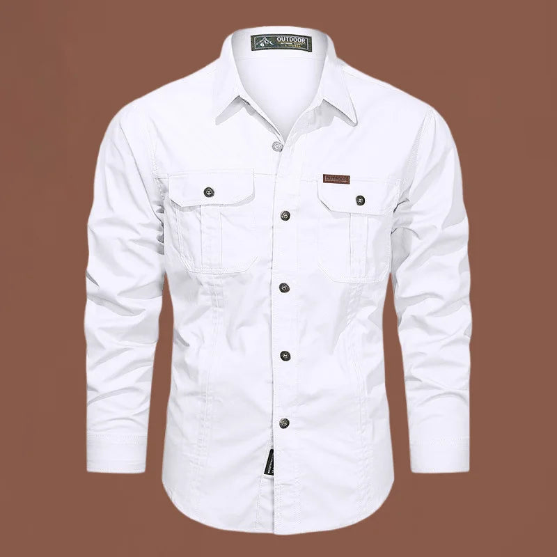 Men Multi-pockets Tooling Shirts Military Outdoor Long-sleeved Shirts High Quality Male Cotton Casual Large Size Shirts 6XL