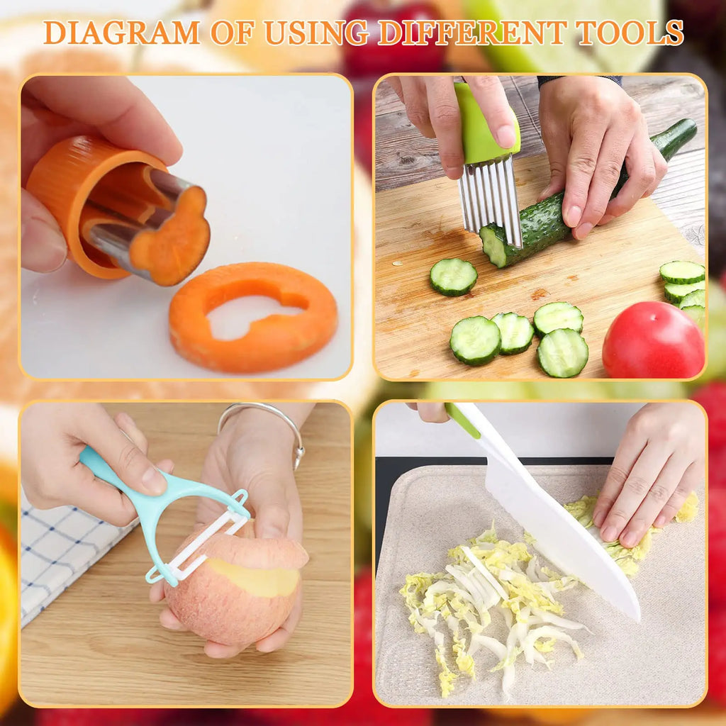 Kids Cooking Set Toys Montessori Kitchen Tools for Toddlers Kids Safety Plastic Knife Set With Cutting Board for Real Cooking