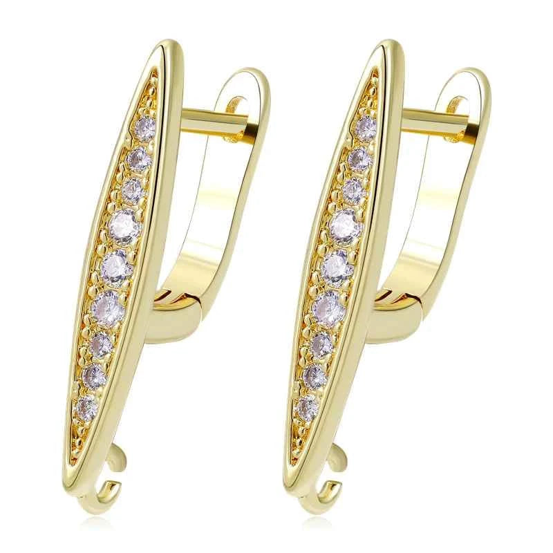 Juya Handmade 18K Real Gold Plated Earwire Fasteners Earring Hooks Accessories For DIY Women's Anti-Allergy Earrings Making
