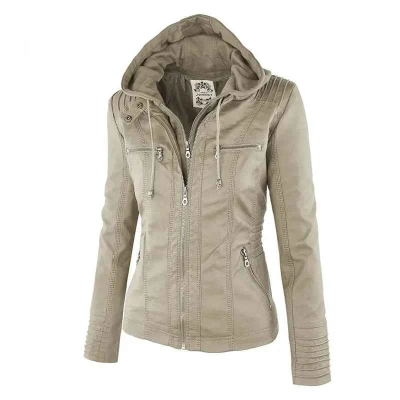Gothic Faux Leather Jacket Women Coat 2025 Hoodies Winter Autumn Motorcycle Jacket Black Outerwear Leather PU Basic Jacket Coat