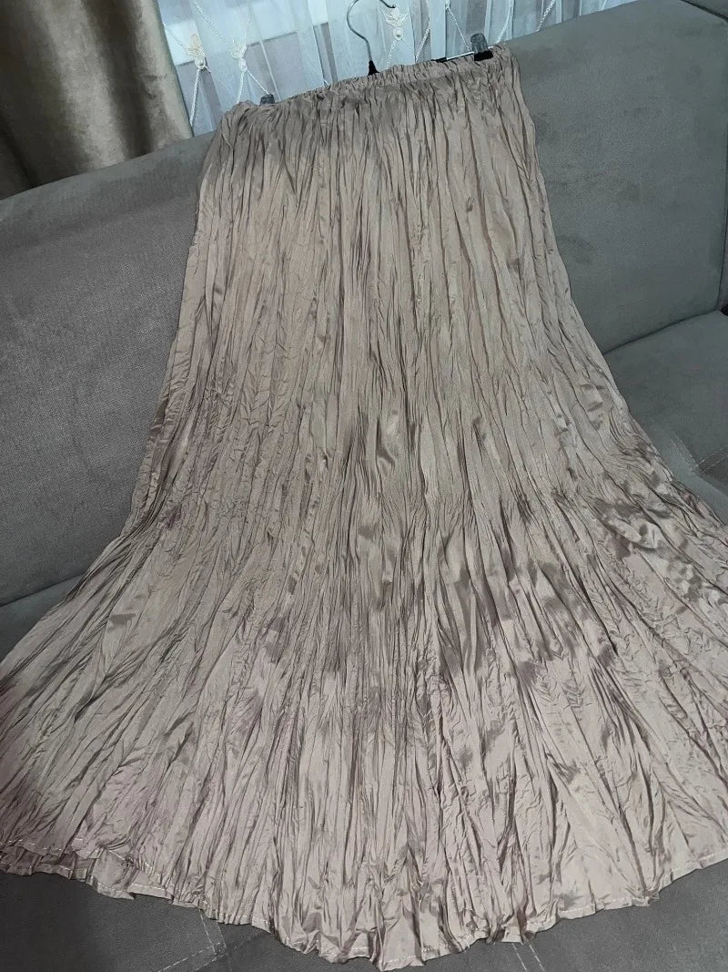 Fashion Pleated A-line Skirts for Women Casual Saia Midi Harajuku Long Skirt Jupe Femme Vintage Streetwear Faldas Woman Clothes