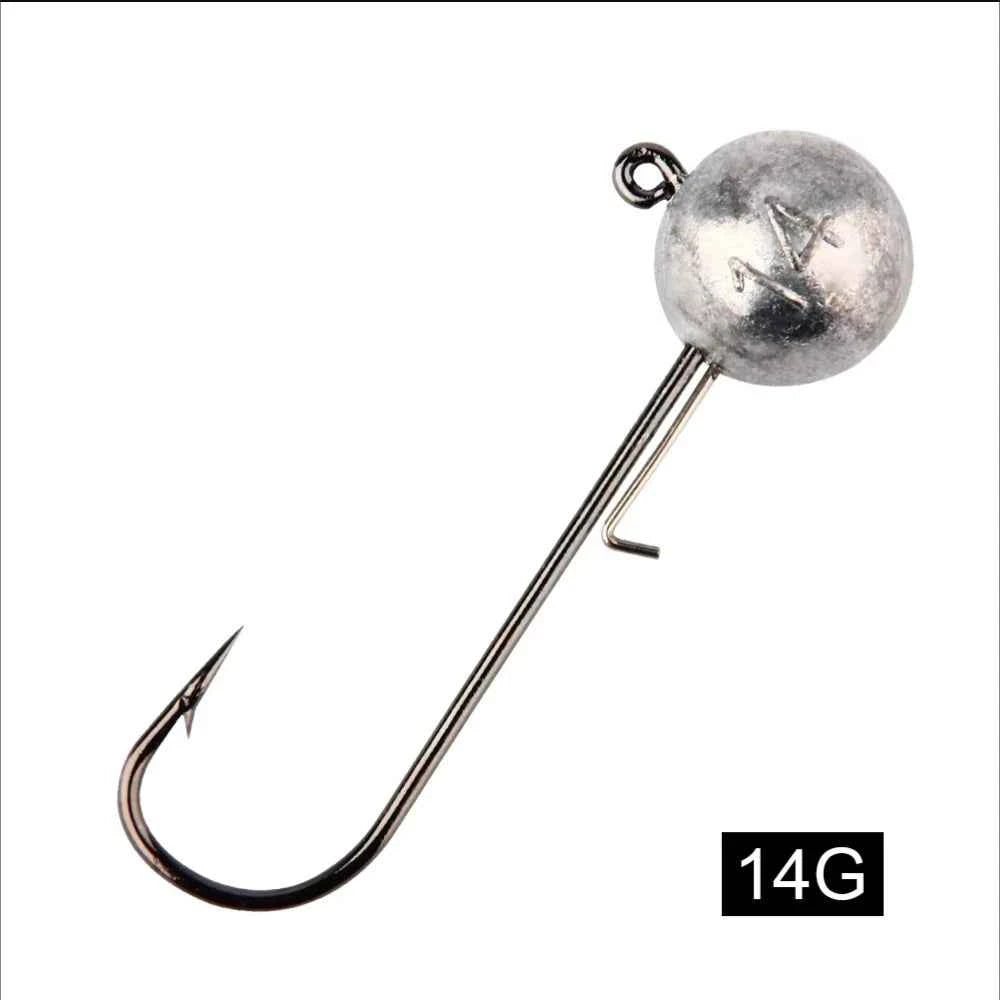 4PCS High Carbon Steel Jig Heads Fishing Hook 5g 7g 10g Long Shank round Ball Weights for Soft Lure Worm Accessory