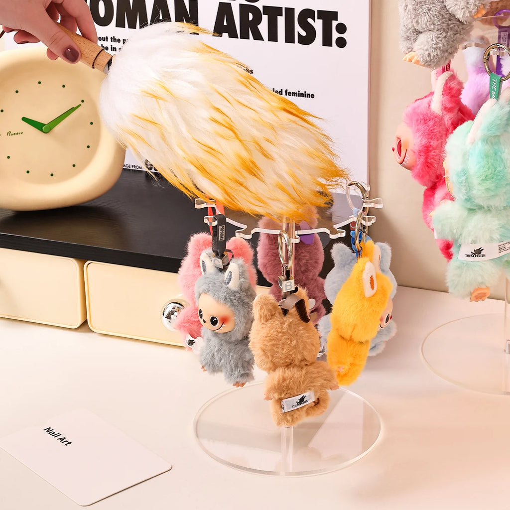 1pc transparent acrylic for Labubu display stand  360 ° rotating plush toy pendant blind keychain organizer jewelry organizer
