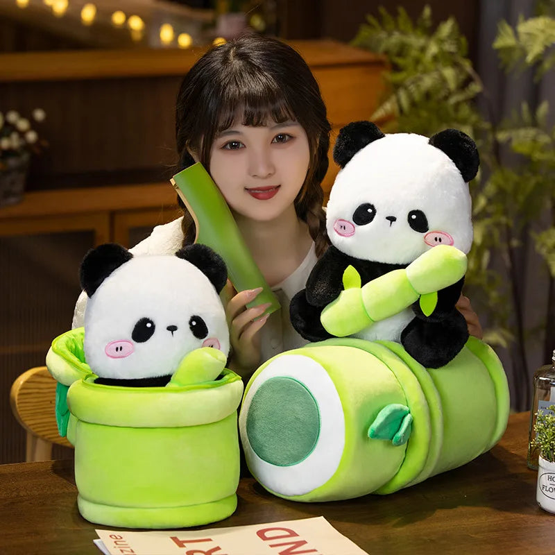 2 in 1 Cute Bamboo Panda Plush Toy Kawaii Stuffed Animal  Panda Plushie Doll Pillow