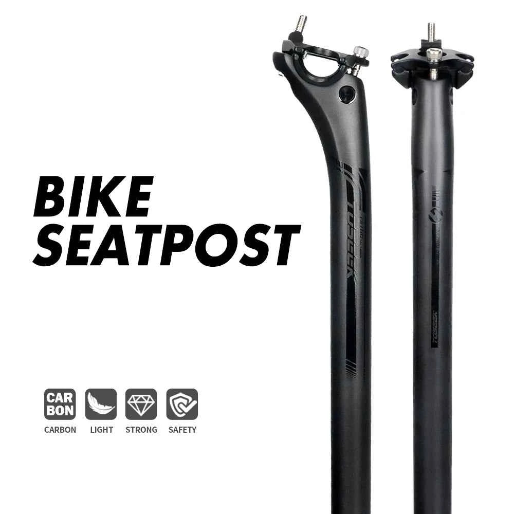 TOSEEK Carbon Seatpost 27.2 31.6mm Length 400mm Matte Black MTB Road Bike Seat Post Seat Tube Bicycle Parts MTB Carbon Canoe