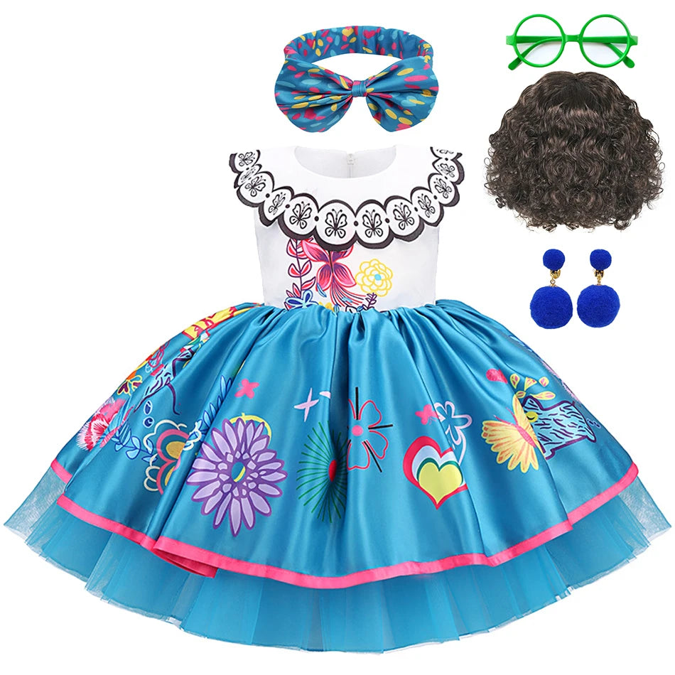 Little Girl Mirabel Dress Encanto Charm Disguise Costume Toddler Girl Birthday Party Fantasy Outfits Kids Princess Dress