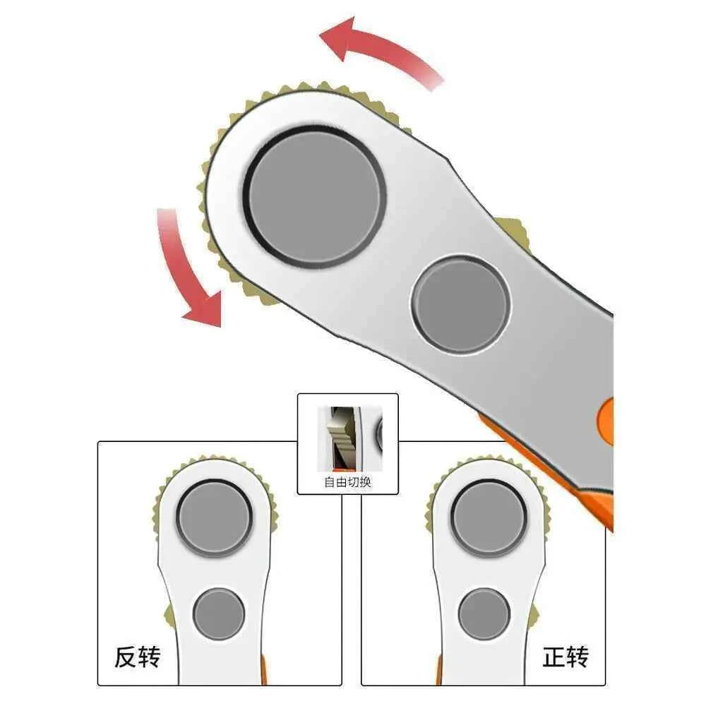 Multifunctional Bidirectional Ratchet Screwdriver Right Angle Magnetic Wrench Cross Shaped Short Screw Orange Tool