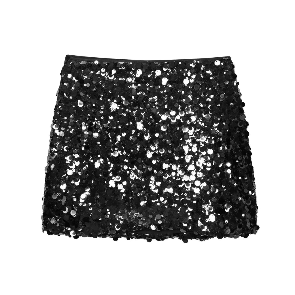 Sexy Woman Sequins Skirt High Waist Versatile Slim Mini Slim Skirts Zipper 2025 Summer Beach Style Women's New Skirt Y2K