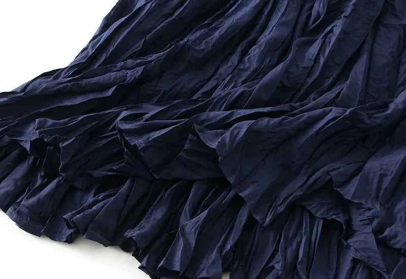 Light Luxury Irregular Slimming Pleated  A-line Skirt for Women High Waist Solid Color Loose Fashion Skirts Casual  Spring New