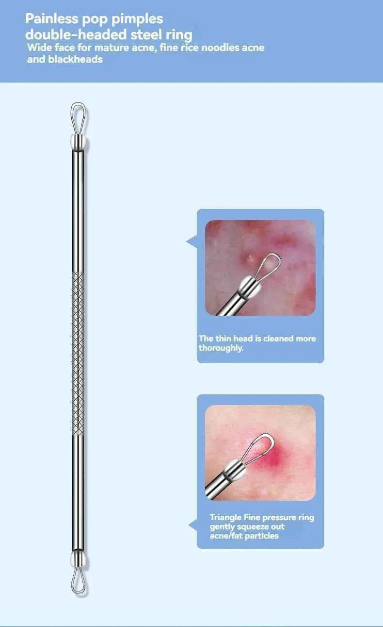 11Pcs Ingrown Hair Tweezers Acne Blackhead Removal Needles Black Dots Cleaner Pore Cleaner Deep Cleansing Face Skin Care Tools