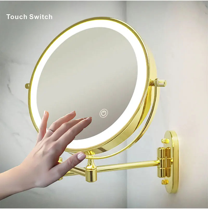 8 Inch Makeup Mirror Gold 3x/5x/7x/10x Magnifying Double Side USB Charging Bathroom 3 Color Light Cosmetic Mirrors