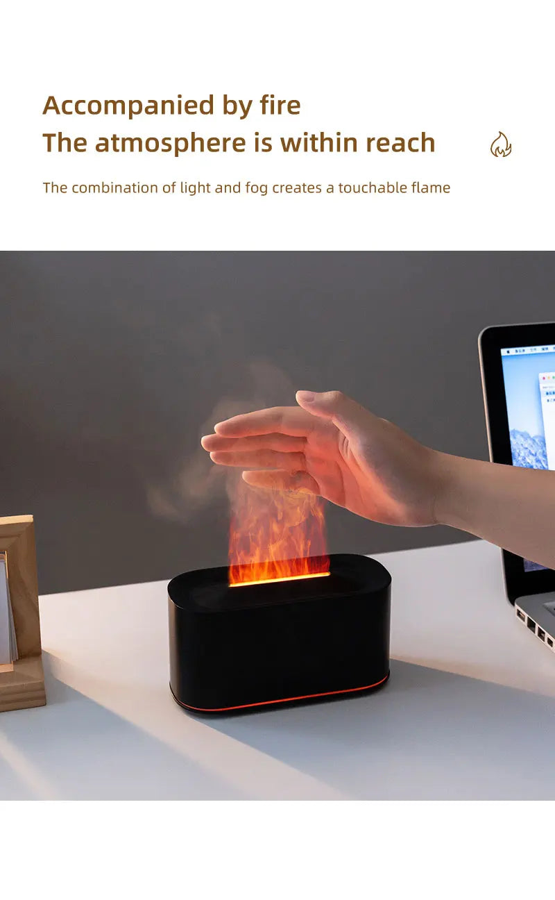 Aromatherapy Diffuser with Flame Effect, Essential Oil Diffuser and Cool Mist Humidifier, Silent Humidifier for Home and Bedroom