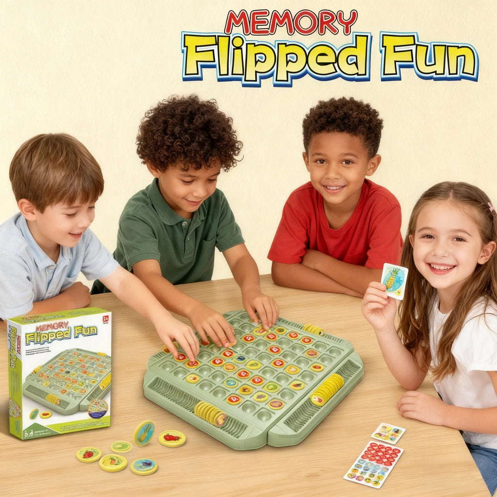 Kids' Educational Fruit Flip Memory Board Game - Creative Puzzle,2-4 Player Cooperative Strategy & Logic Training