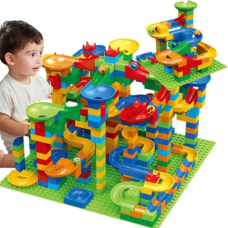 84-504PCS Marble Race Run Blocks Maze Ball Track Toy Compatible city Building Blocks Funnel Slide Blocks Toys DIY Bricks Toys