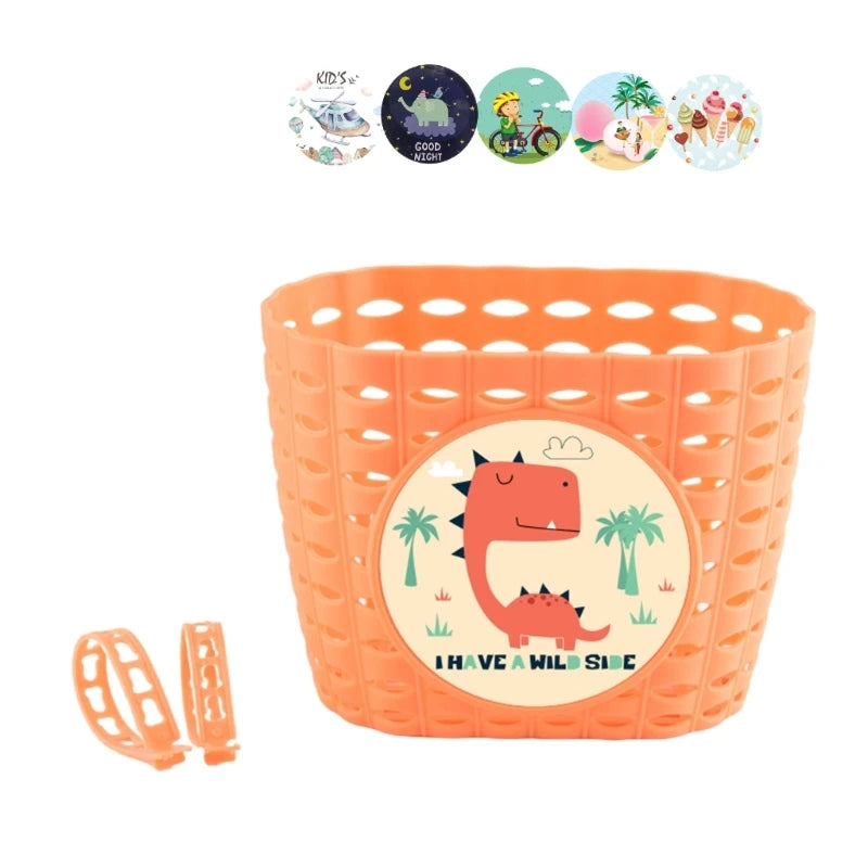 Kids Bike Basket for Boy Girl Front Bicylcles Handlebars Waterproof Basket with Fastens Strap Teen Small Bike Basket