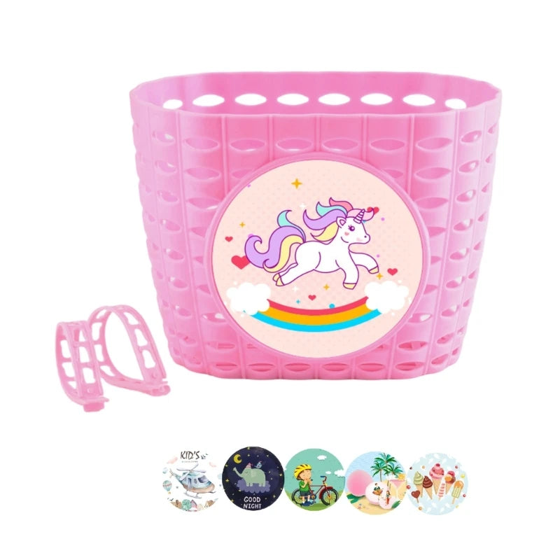 Kids Bike Basket for Boy Girl Front Bicylcles Handlebars Waterproof Basket with Fastens Strap Teen Small Bike Basket