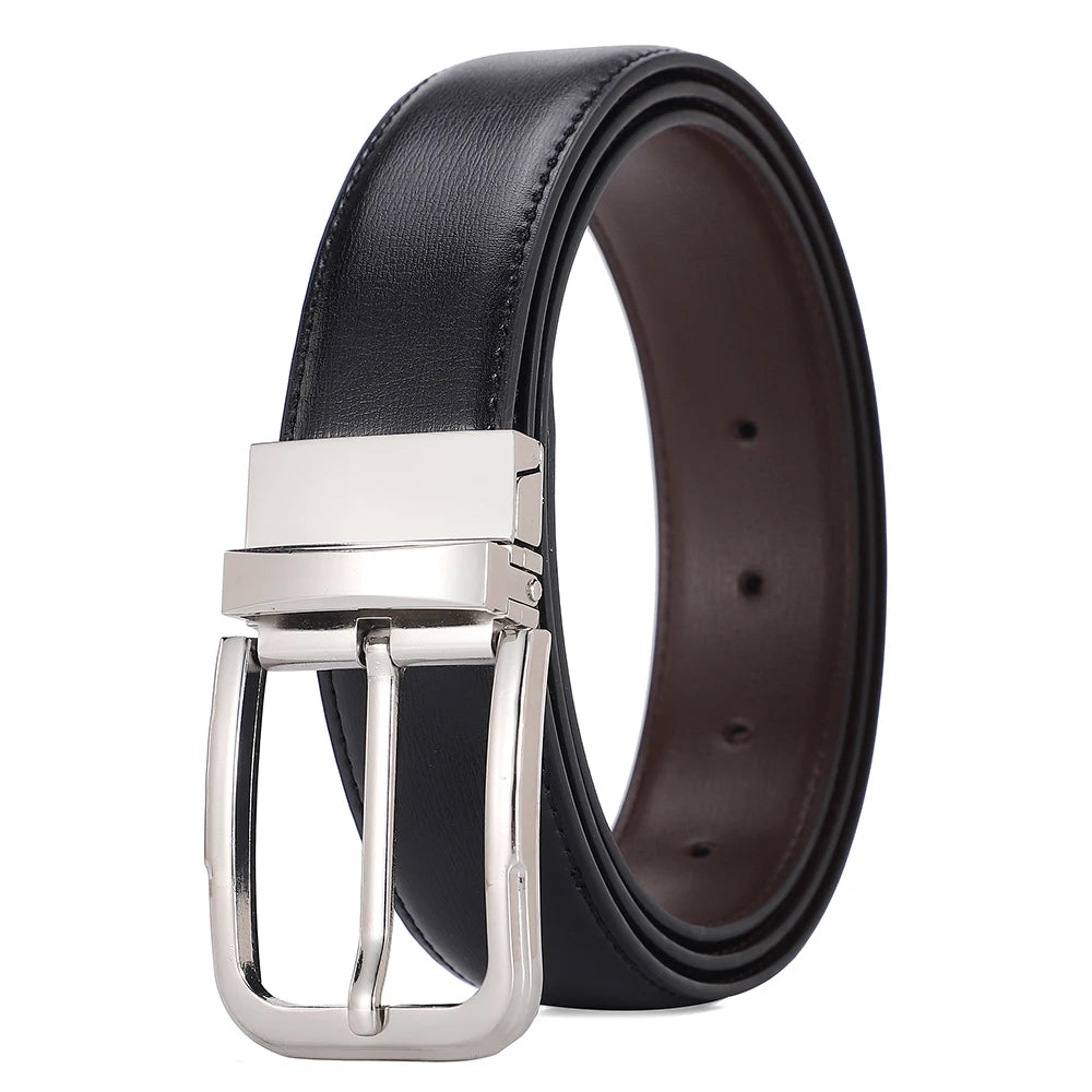 Reversible Pin Buckle Men's Belts Real Leather Male Belt for Man High Quality Designer Fashion Jeans Waist Strap Luxury Business