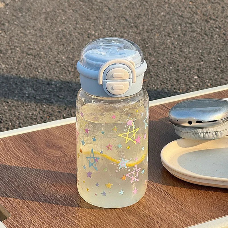 Cute Water Bottle With Straw Portable Plastic Up Cover Water Cup For Kid Kawaii Bottle Water Leak-Proof Cute Drinking Bottle