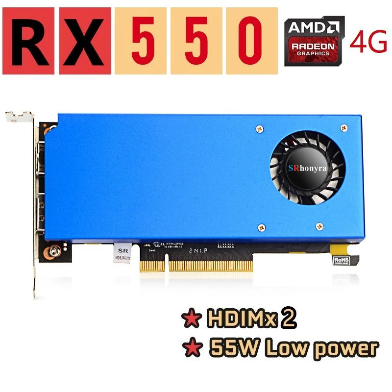 SRhonyra Low Profile Graphics Card 4GB GT730 RX550 GT1030 GTX1050 GTX1050Ti Half Height PCIe Video Card For SFF Thin ITX HTPC