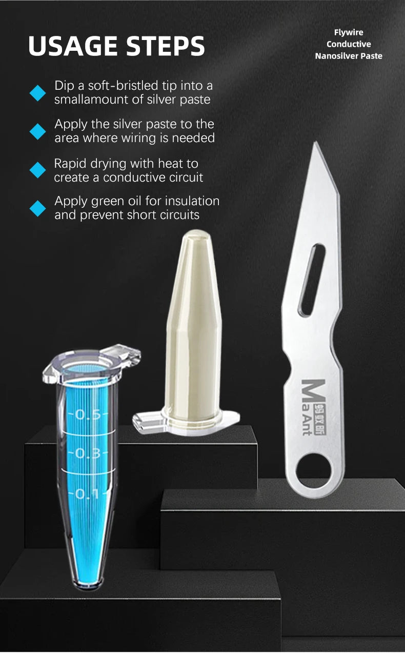 MAANT M100 Conductive Nano Silver Paste Set  for Phone Screen Jump Wire Repair High Conductivity Strong Adhesion