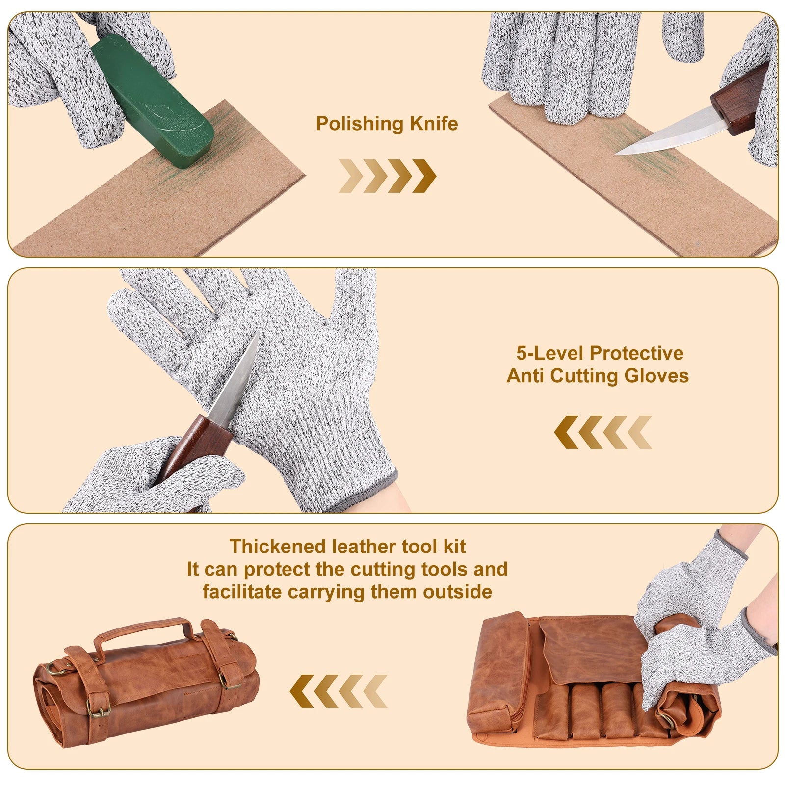 Wood Carving Tools Set with Detail Wood Carving Knife Wood Chisel Knife Gloves Carving Knife Sharpener Woodworking Tools