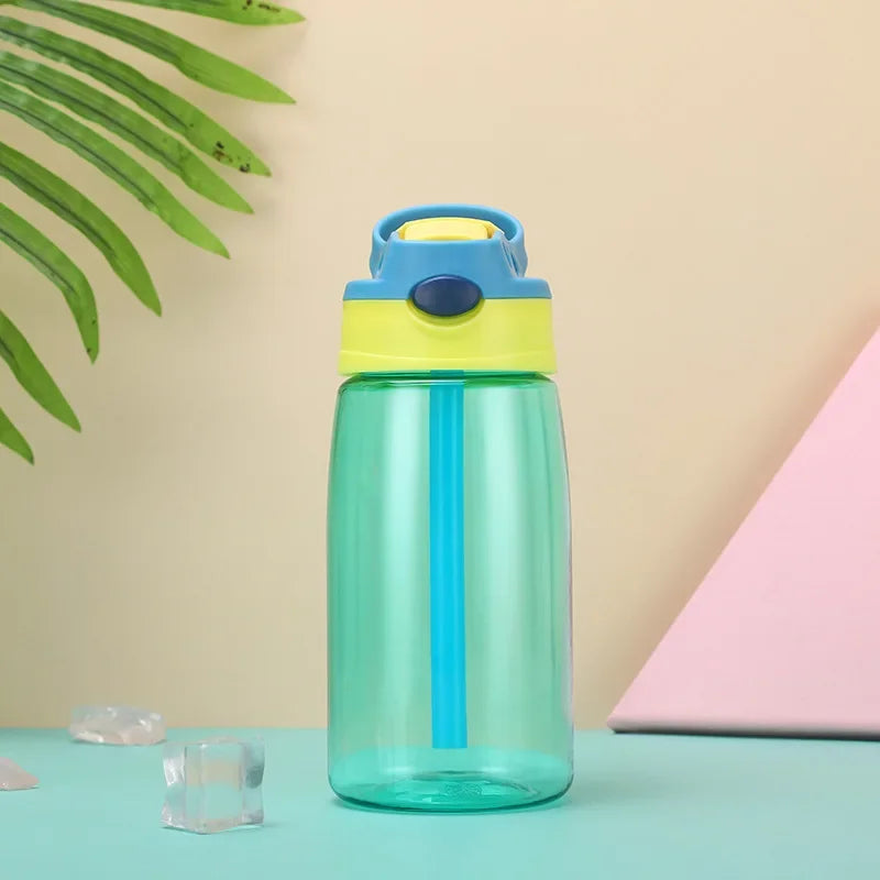 480ml Water Bottle with Straw Kids Girls Portable Travel Bottles Cup Gym Sports Fitness Summer Cold Water Juice Drinking Bottle