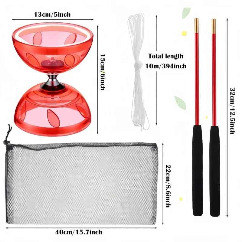 Portable Diabolo Chinese Yoyo Set Professional Fitness Gear For Adults Kids Family Outdoor Indoor Agility Exercise