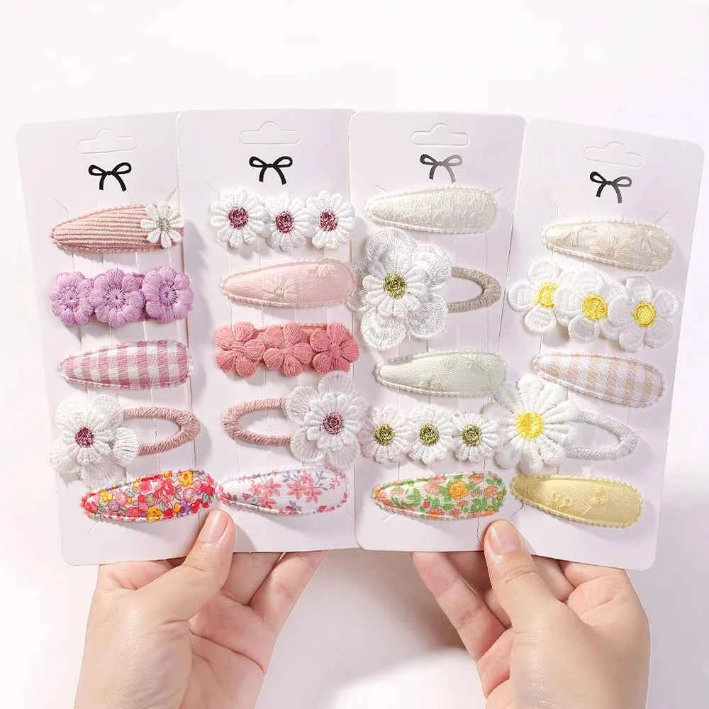5Pcs/Set Kids Hair Accessories BB Clips Sweet Printe Hairbangs Hairclip Baby Girls Barrette Ins Style Daisy Hairpin Ornament