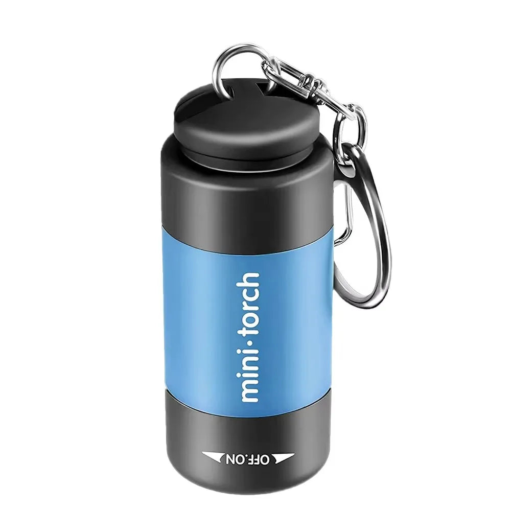USB Rechargeable LED Pocket Keychain Flashlight Multifunctional Strong Light Waterproof for Outdoor Hiking Camping Mini