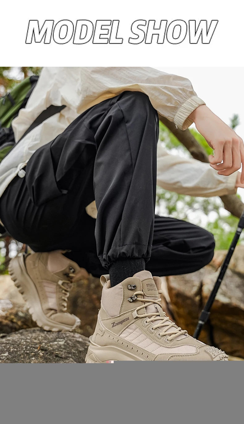 2026 New Outdoor Boots Men's High Top Thick Bottom Tactical Shoes Large Size 47 Hiking Sports Workwear Shoes 48 Casual Style