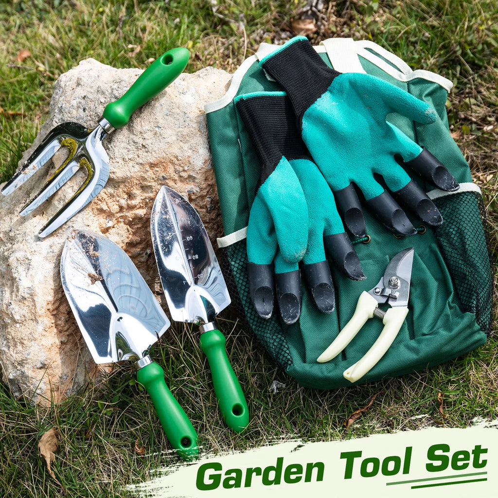 Gardening Tools Set Including Garden Shear Claw Gardening Gloves Cultivator Transplant Trowel Soil Scoop Planting Tools