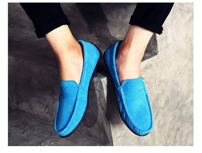 Men Casual Shoes Fashion Suede Leather Men Loafers High Quality Moccasins Slip On Men's Flats Lightweight Driving Shoes 38-47