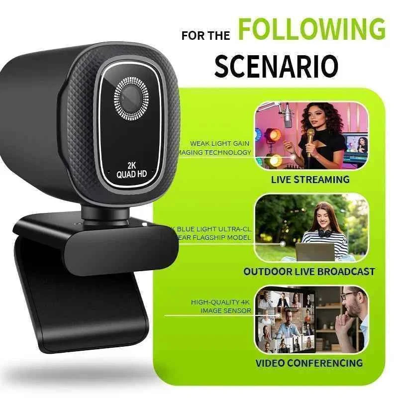 Webcam 4k Streaming Web Camera 1080p 30fps Usb Camera Free Screen Rotation With Dual Ai Noise-cancelling Mic For Tiktok/youtube
