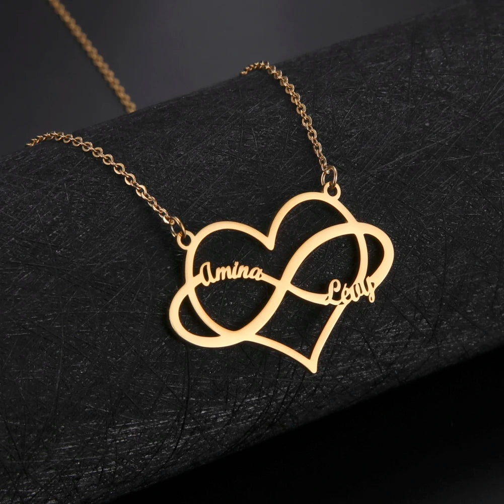 Infinite Symbol Personalized Necklace Name Heart Custom Chain Family Gift For Women Men Couple Friend Stainless Steel Jewelry
