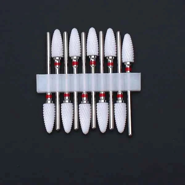 10pcs Ceramic Nail Drill Bits Set Milling Cutter for Electric Manicure Bit Flame Corn Files Pedicure Machine Polish Accesoires