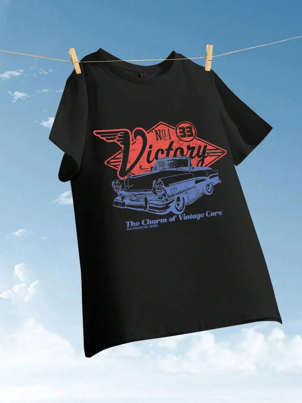 Women Cotton T-shirts The Charm Of Vintage Cars Victory Printing Short Sleeve O-Neck Loose Tops Summer Street Female Clothes