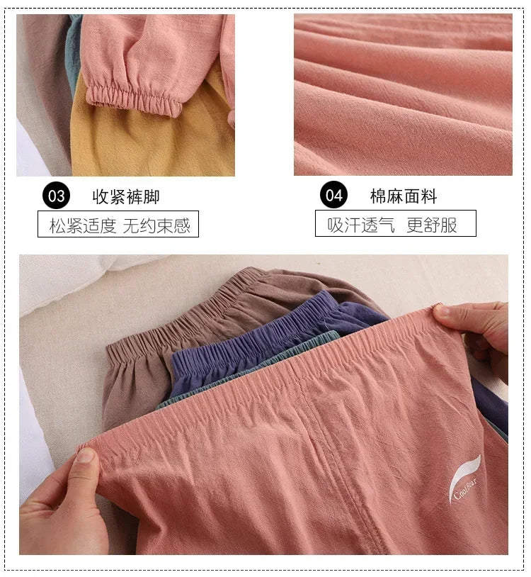 2024 New Children's Pants Summer Baby Boys and Girls Trousers Cotton and Linen Pants